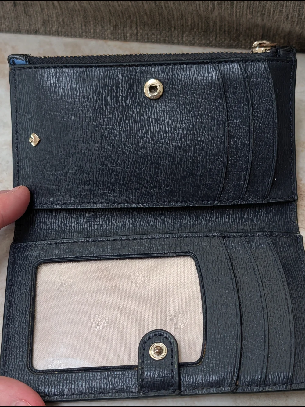 Kate Spade Spencer Navy Party Floral Bifold Wallet GUC